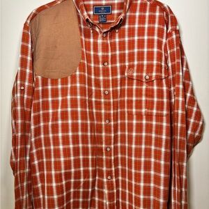 Beretta Orange Plaid Shooting Shirt with Recoil Pad Size XL